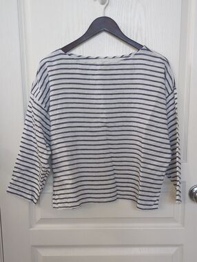 Nili Lotan Linen Striped Boatneck Top